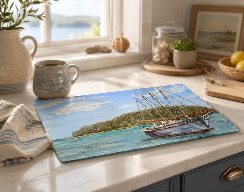 Distant Harbors Glass Cutting Board