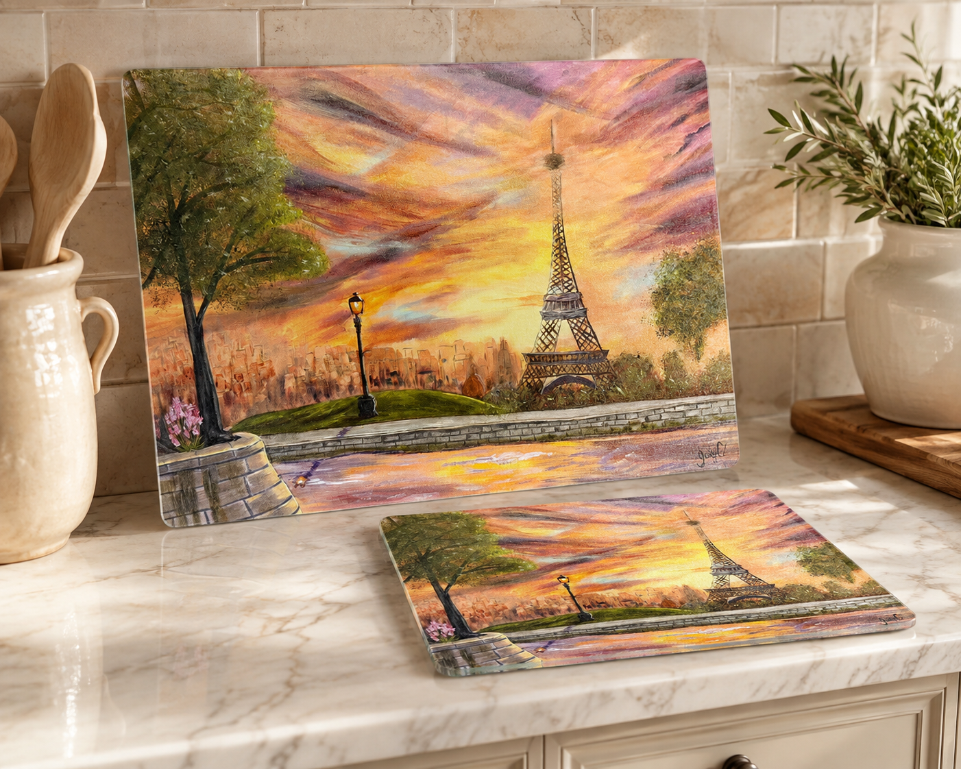 Sunset of Light Glass Cutting Board